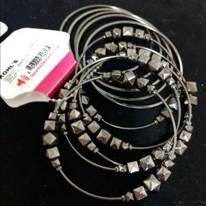 Candie’s Gunmetal Bracelets: 5 geo-beads & 6 plain